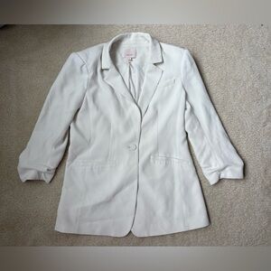Cinq a Sept Khloe ivory white 3/4 sleeve single button lapel blazer, sz 4